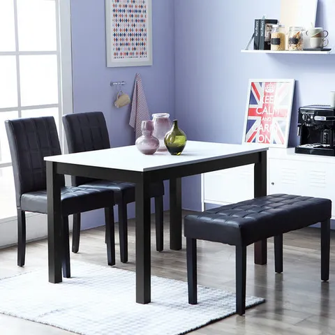 베스트리빙 캘빈 에코 고광택 하이그로시 4인 식탁 테이블 세트/벤치형