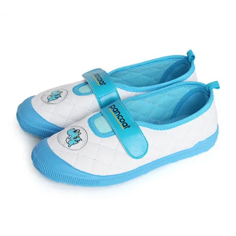 팬콧 누빔 벨크로 실내화/블루