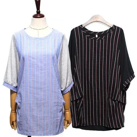 해피통통 여성 애비뉴 5부소매 블라우스 티 빅사이즈 여름 쿨티