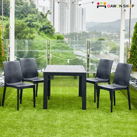 [GAWON]MISTY 4인용 테이블세트/라탄스타일/야외테이블/파라솔사