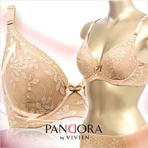 판도라 남영비비안 자수 레이스망 홑겹 브라팬티세트 bp7079