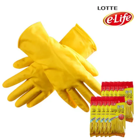 롯데 e-life 고무장갑 미니 옐로우 (소) 10입