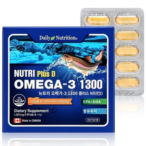뉴트리 캐나다 rTG 알티지 오메가3 1300 플러스 비타민D 90캡슐
