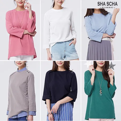 [홈쇼핑인기]샤샤 튜닉 플레어 플리츠 스판 블라우스