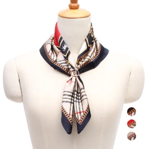 [블루피오레] 체크 쁘띠 실크 스카프 AF3364