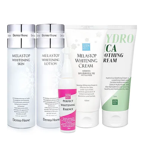 화이트닝 대용량4종(미백스킨+미백로션+미백에센스+미백대용량크림)+대용량 시카수분크림