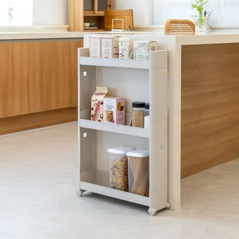 창신리빙 NEW슬림 틈새선반13cm 3단 이동식 트롤리