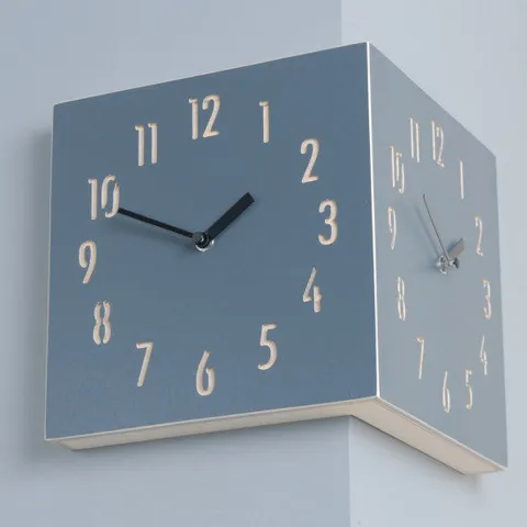 타임데코 코너 양면 벽시계 블루 - 대 [월클락/인테리어시계]