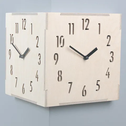 타임데코 코너 양면 벽시계 내츄럴 - 대 [월클락/인테리어시계]