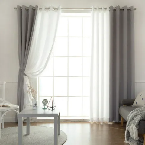 까르데코 노르딕솔리드 암막커튼4장세트 그레이+화이트