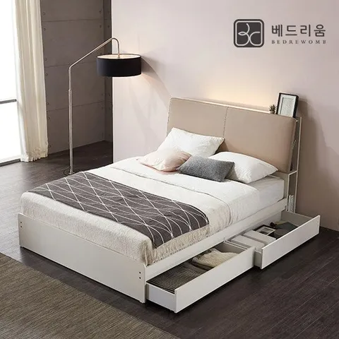 [베드리움]듀엣 센서LED 수납침대(SS)+본넬 매트리스