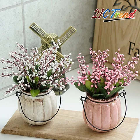 분위기를 화사하게 UP-호박화분 조팝(조화)