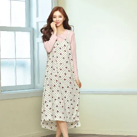 루엣 패턴 끈 원피스
