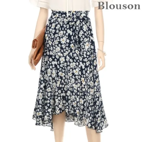 [한정/특가]썸머 나염 언발프릴 뒷밴딩 스커트_[B1804SK605B]