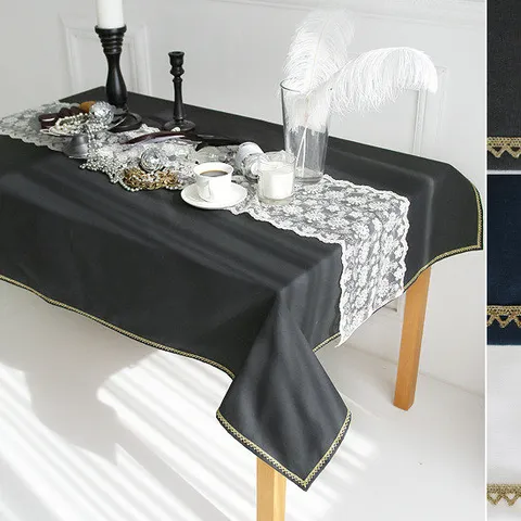 골드엣지 테이블보-네이비.차콜.화이트(4인)