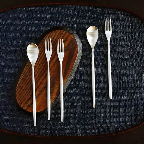 놋담 방짜유기 달 티스푼 티포크 5P+보자기 선물포장