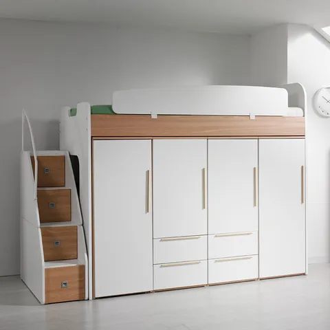 동서가구 공간활용 수납 스테어 벙커침대+옷장4 DF909803