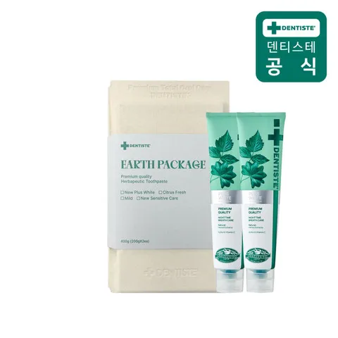 덴티스테 어스패키지 대용량 선물 세트 (뉴플러스화이트 200g 2개)