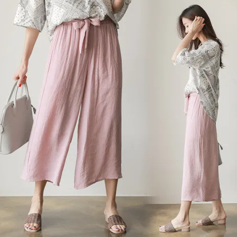 [미씨엘라] 라베르 허리 리본 컬러 마 팬츠