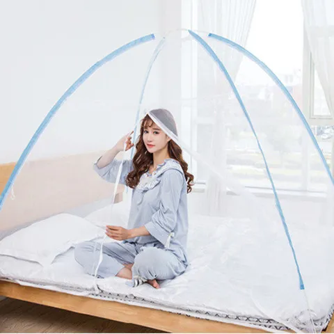 [포리빙] 야광 화이바 원터치모기장 중형 2호 150x200x145 간편 설치모기장