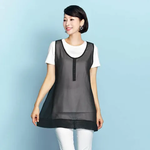 앞단추 쉬폰 베스트