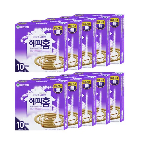 해피홈 모기향 10Px10개 모기퇴치 캠핑장모기약 모기살충제