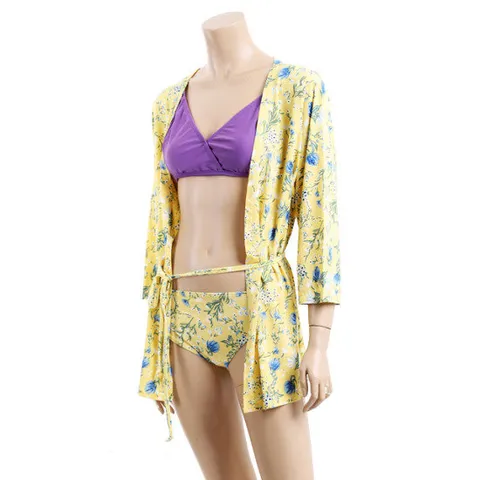[비키로라] 가디건 비키니 - 잔꽃 로브 세트 수영복 M8007