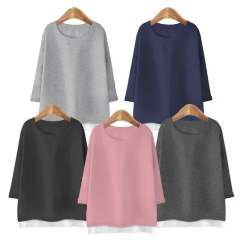 44~77 특양면 7부소매 티셔츠