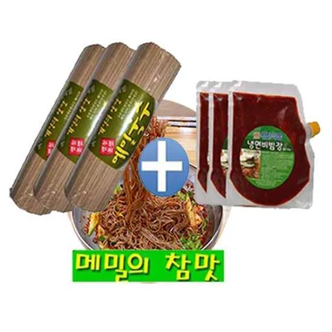 봉평 메밀 막국수1kgx3개+비빔장500gx3봉 세트