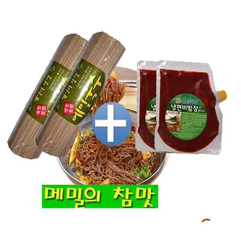 봉평 메밀 막국수1kgx2개+비빔장500gx2봉 세트
