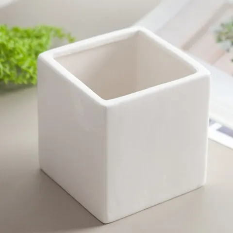 도자기 사각 화분 화이트 특대 10x10cm 조화꽃 전용 다육 인테리어 장식 소품 원예