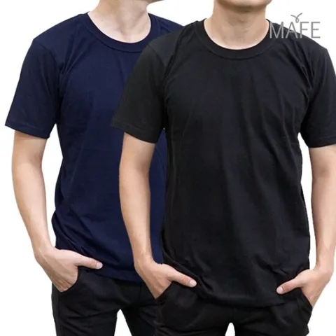 메이프 무지 면티 반팔 베이직 라운드 티셔츠 (블랙/네이비)
