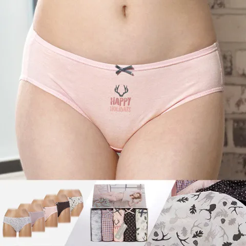 [진스타일] 여성미디 헤브 순면100% 삼각팬티 5매입