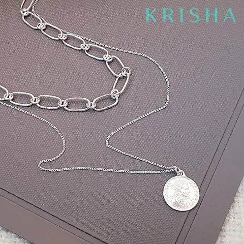[크리샤]동전 실버 목걸이_KSN0329