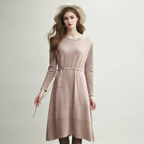 키체 캐시미어 A라인 옆 리본 원피스
