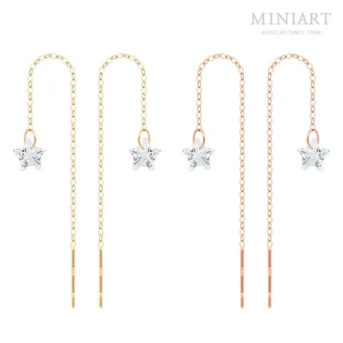 [미니아트] 14K Gold 트윙클 드롭 롱 한쌍 귀걸이