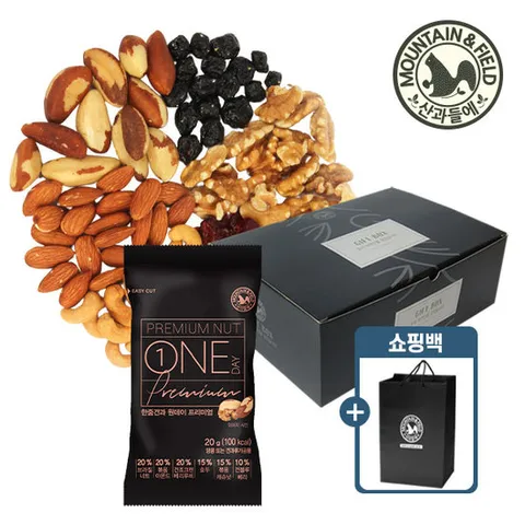 [산과들에] 선물세트 고급하루견과 원데이프리미엄 50봉 +쇼핑백