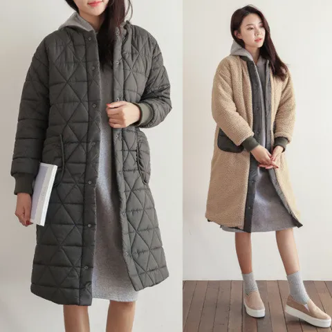 [미씨엘라] 시드 양면 시보리 롱 패딩