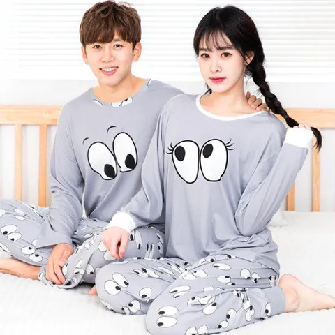 이라인 부드러운 커플잠옷 이지웨어 썸씽(긴팔)