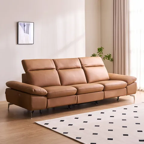 [시트앤모어]에반스 4인 천연통가죽 리클라이너 소파