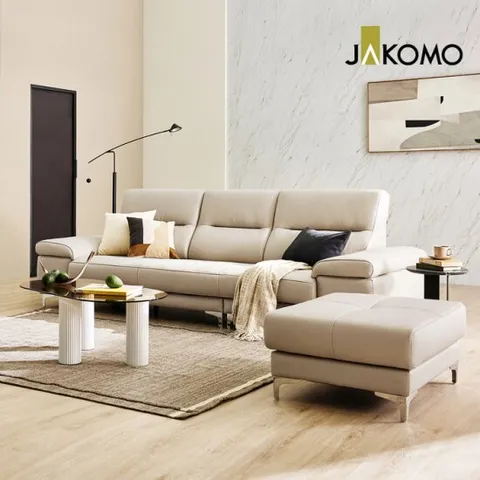 [자코모] 노바 3.5인 천연면피 소가죽 소파+스툴