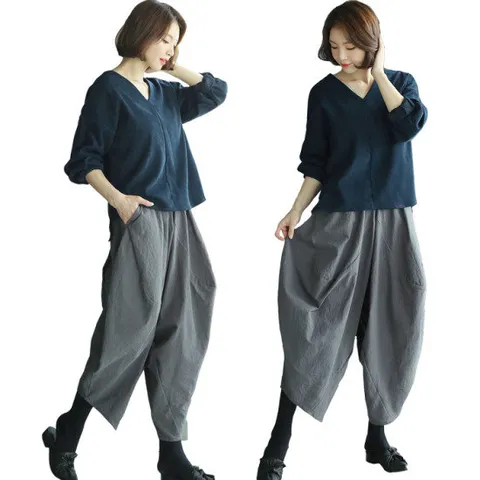 항아리바지 데일리룩 벌룬팬츠 그레이 505 통바지 절복