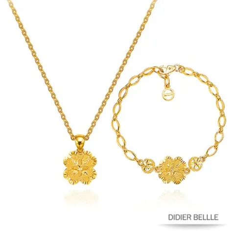 디디에벨라 순금 더블 클로버 목걸이,팔찌세트 30g