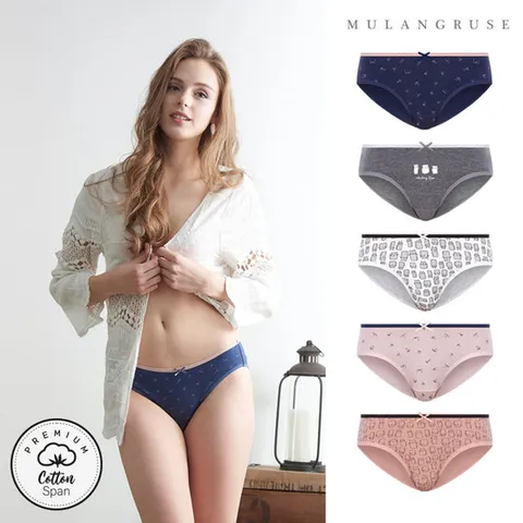 코이 여성 삼각팬티 면스판 여자속옷 5종세트