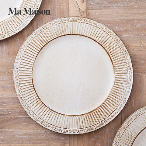 [마메종] 빈티지 화이트 원형 플레이트 HA105-W