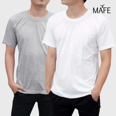 메이프 20수 반팔 베이직 라운드 면티 티셔츠 (화이트/그레이)