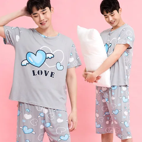 이라인 러빙하트 반팔상하 이지웨어 남성잠옷