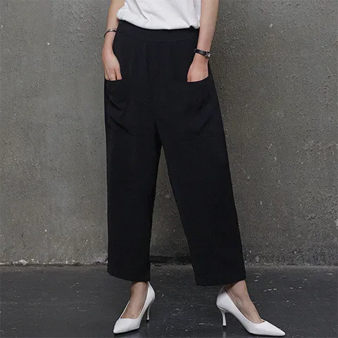 [하루메이비]A228 8부 와이드핏 배기 슬랙스