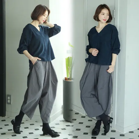 505그레이-항아리바지 배기팬츠 절복 절바지 통바지 빅사이즈