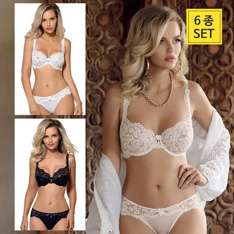 [로사]네비아 홑겹브라+삼각팬티 6종 세트 B컵 C컵 D컵 E컵 F컵